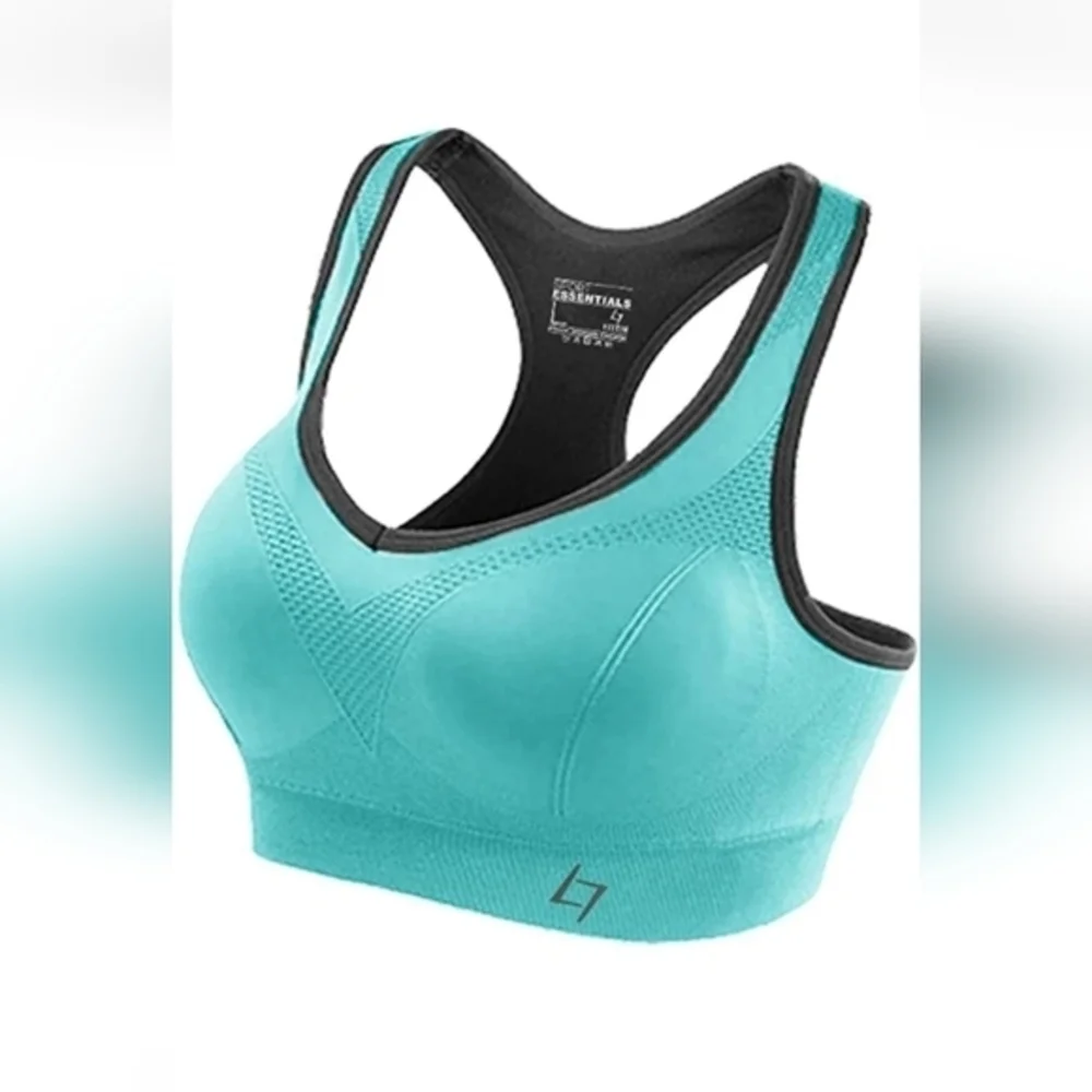 Essentials Blue Sports Bra with Racerback Design - Picture 1 of 11